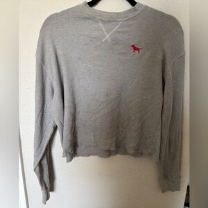 Y2K PINK Victoria's Secret Light Gray Cropped Thermal Shirt UTAH UTES